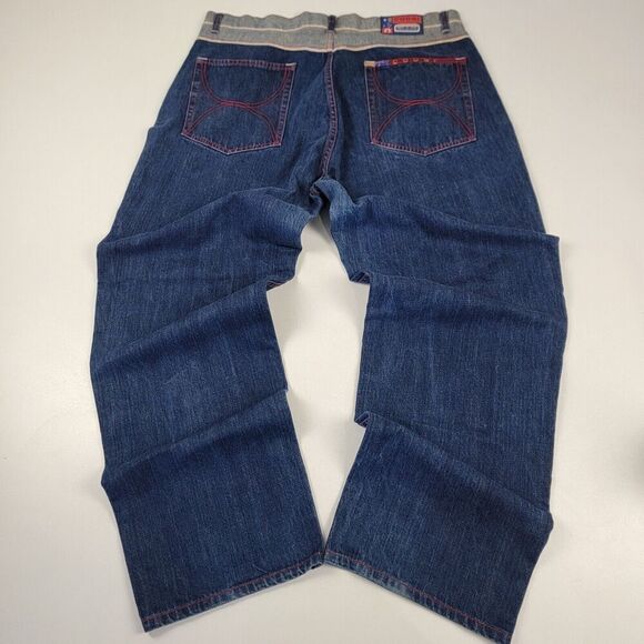 Vintage Y2K Coogi Embroidered Wide Leg Baggy Denim Jeans Mens Size 38x32 Pants - Picture 1 of 12